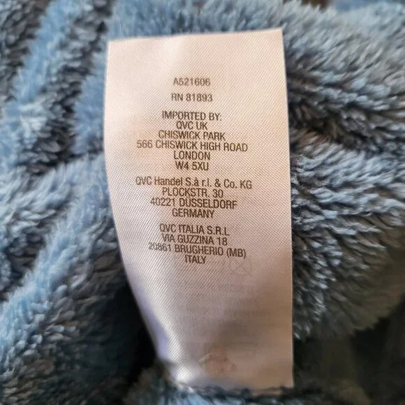 AnyBody Women's Hooded Plush Zipper Front Poncho Size XL/1X Blue - Picture 7 of 10